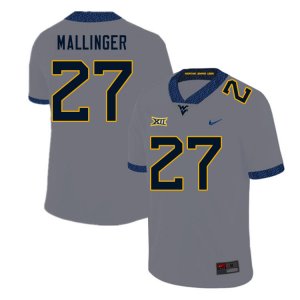 Men's West Virginia Mountaineers NCAA #27 Davis Mallinger Gray Authentic Nike Stitched College Football Jersey KP15R12LO